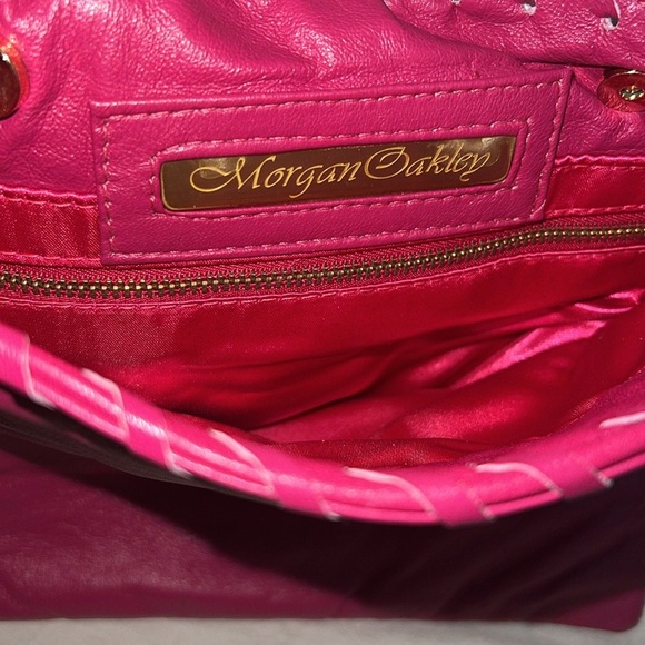 Morgan Oakley leather fold over clutch with brass hardware - Picture 4 of 4